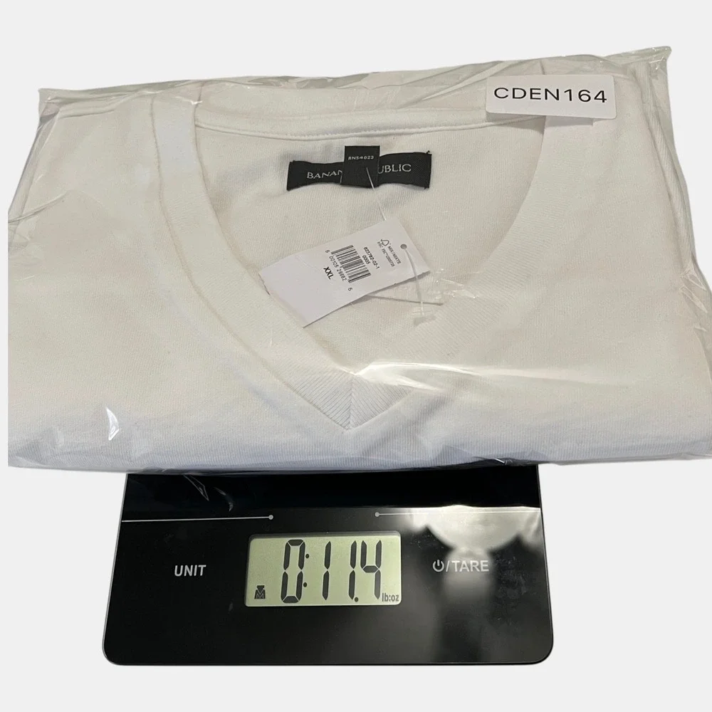 Banana Republic Men's Heavyweight Cotton White VNeck TShirt XXL NWT Quiet Luxury